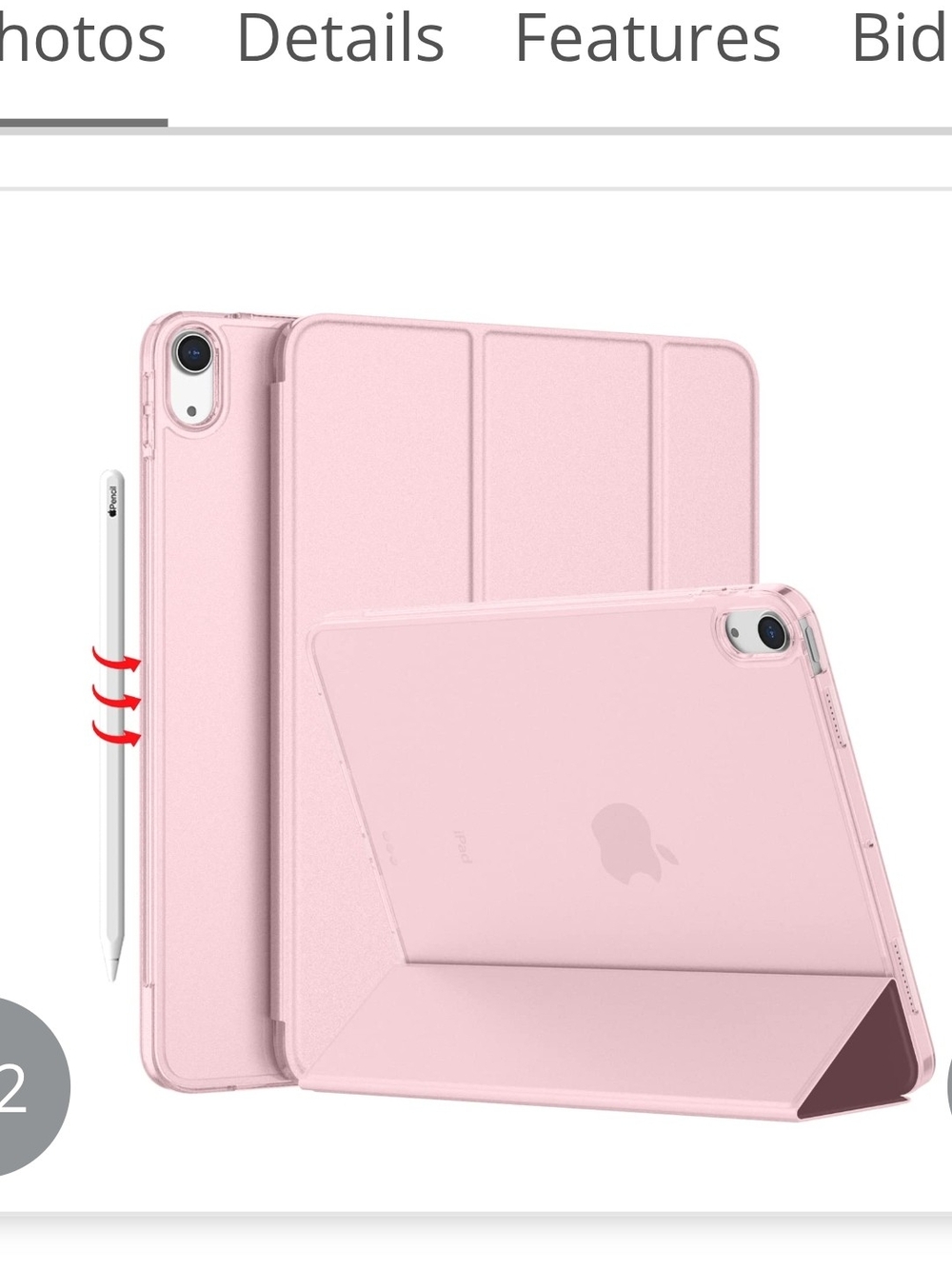 Apple iPad Case with Pencil Holder - Light Pink